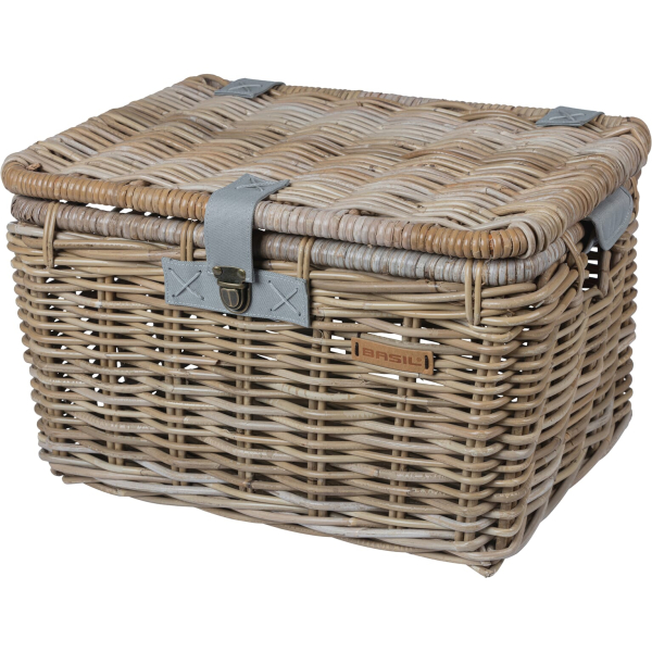 Basil mand riet Denton L 46L + deksel grey 49x35x30cm