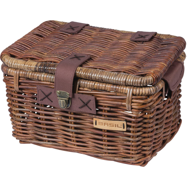 Basil mand riet Denton S 19L + deksel brown 35x24x20cm