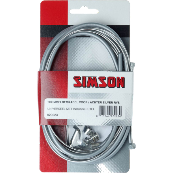 Simson remkabel set universeel met inbus RVS zilver