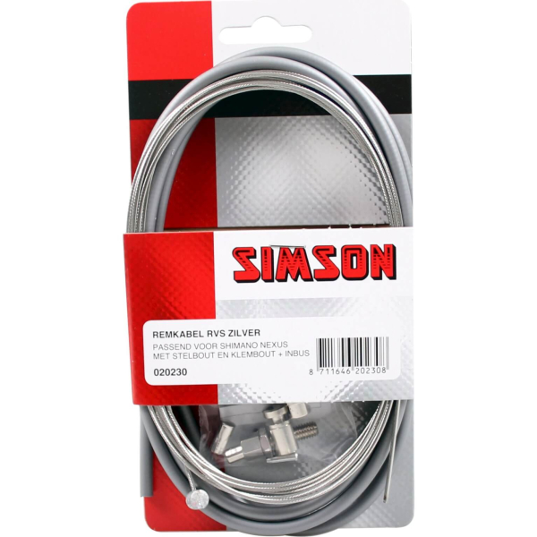 Simson remkabel Nexus RVS met stelbout + inbus zilver