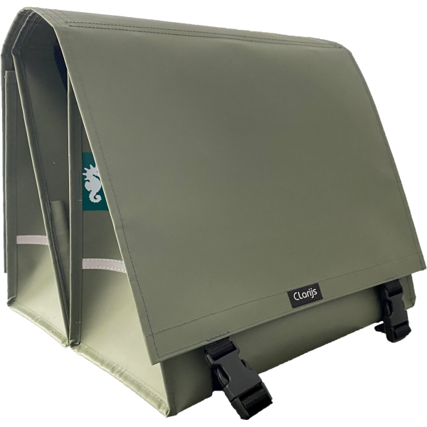 Clarijs fietstas dubbel XL PVC 46L matt olijf