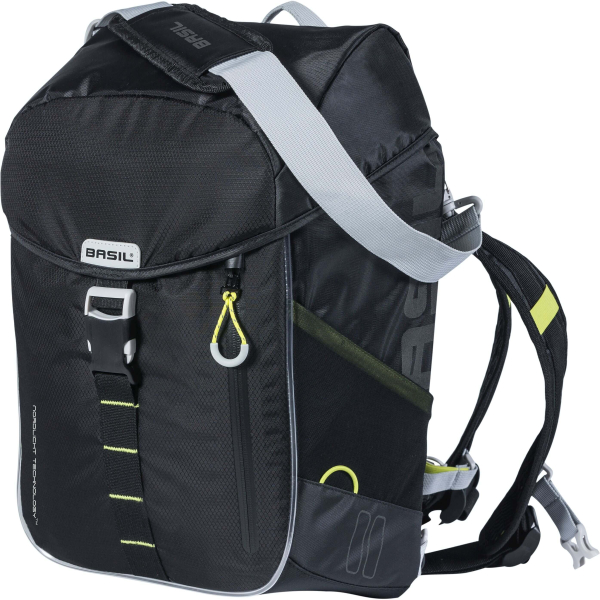 Basil rugtas Miles daypack Nordlicht black lime 17L